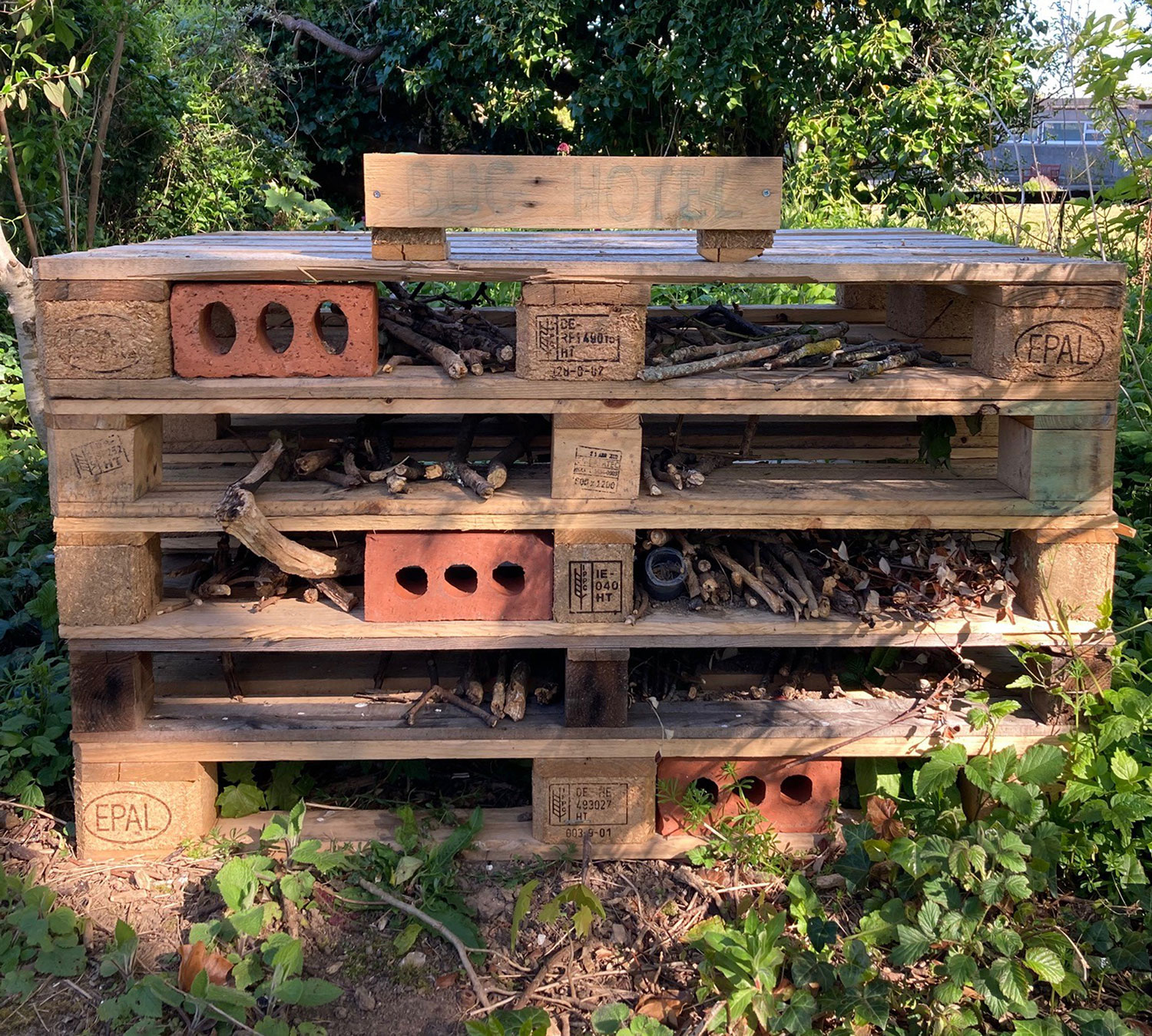 A bug hotel in the grounds of Plymouth Marine Laboratory