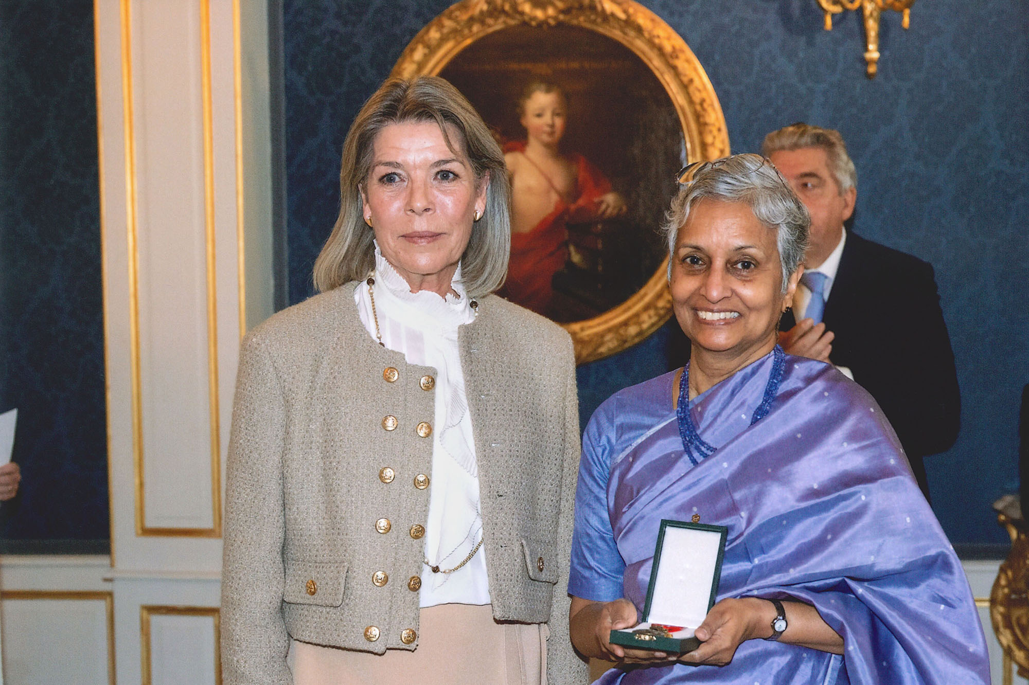 Dr Shubha Sathyendranath receiving award from HRH Princess Caroline of Hanover