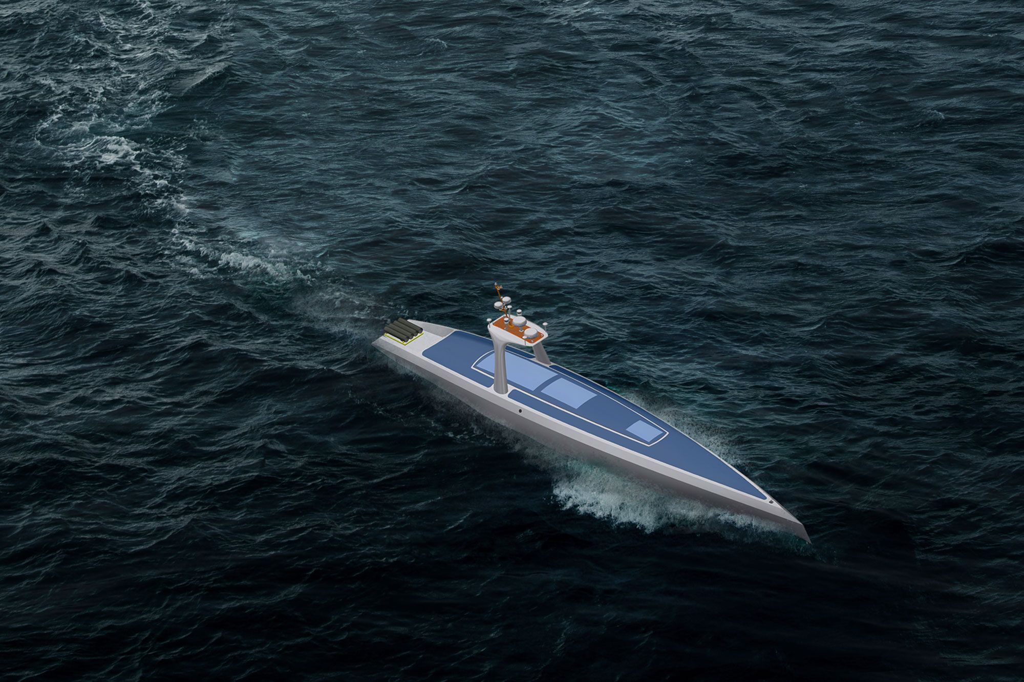 Artists impression of Oceanus - the world’s first long-range autonomous research vessel
