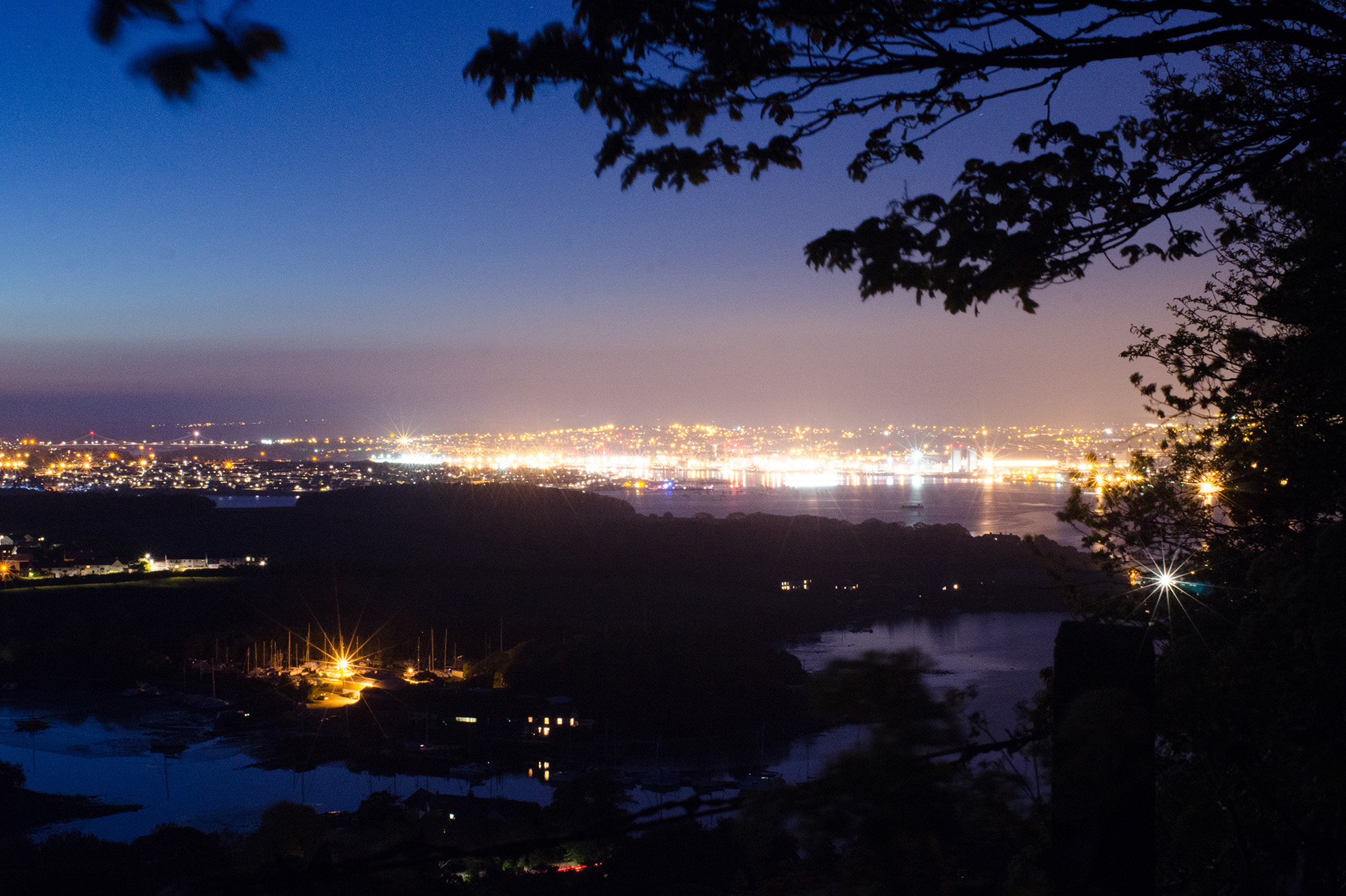 Street lighting creates an artificial glow in the night sky above Plymouth and the surrounding areas (Credit Thomas Davies, University of Plymouth)
