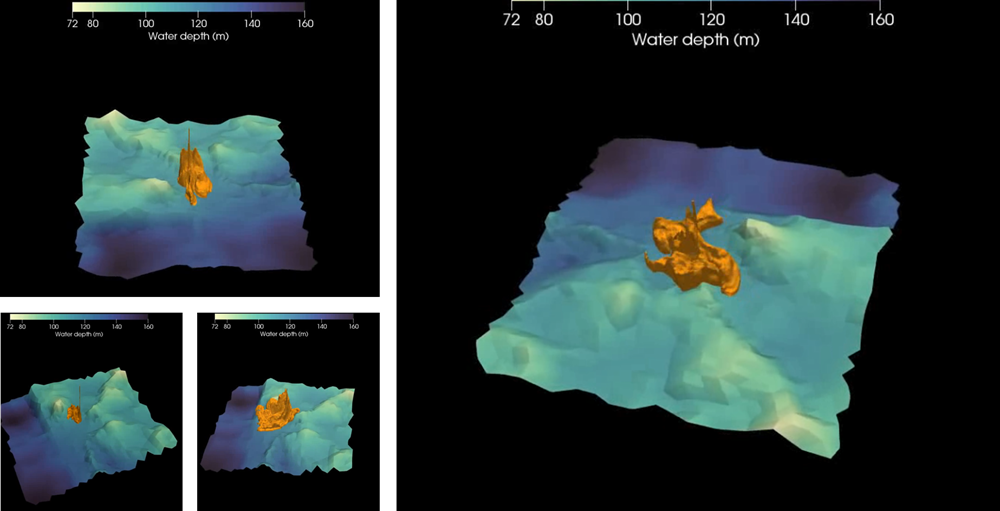 Article Snapshots from an animation of point source dispersal, in this case a hypersaline brine.