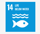 SDG 14 Icon showing text "Life below water" and an icon of a fish