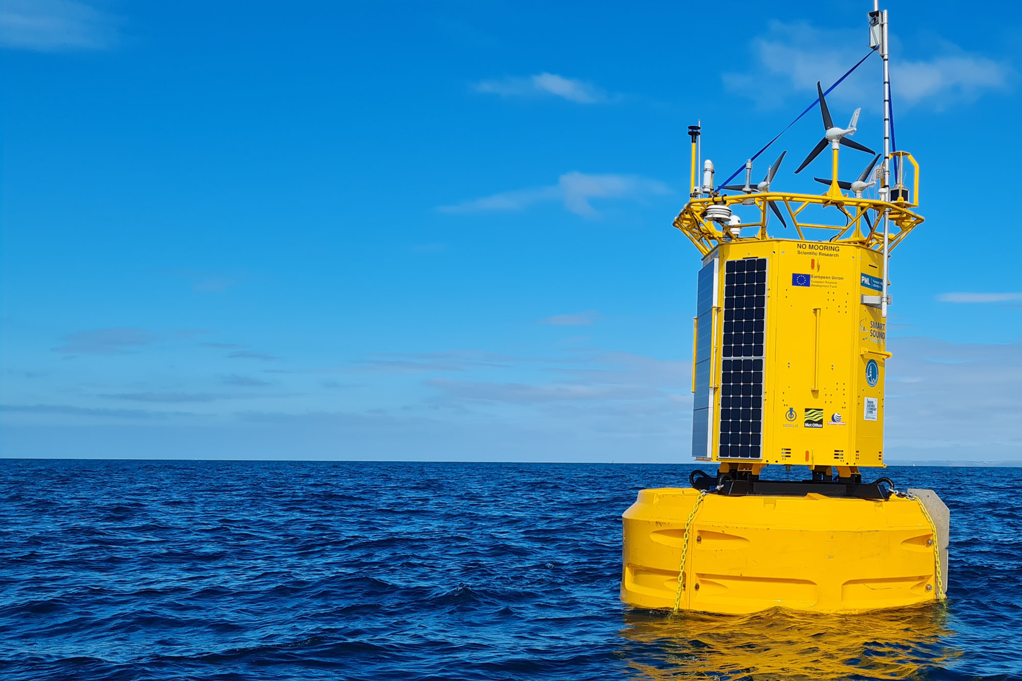 Data buoy pictured in the ocean