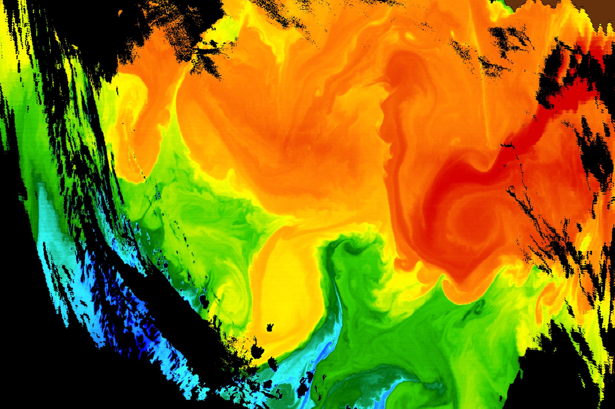 Satellite image of the sea surface temperature of an Agulhas ring